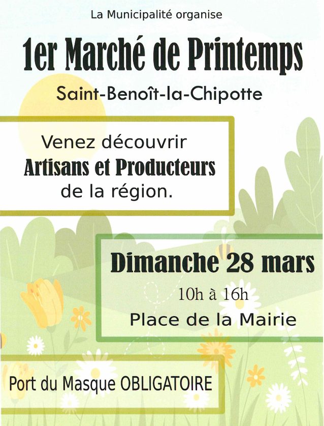 Flyer marché de printemps de St Benoît 88700