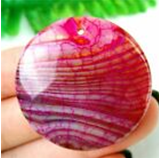 Agate veine de dragon - ronde - 35x7mm-collier N 188 Planète rose