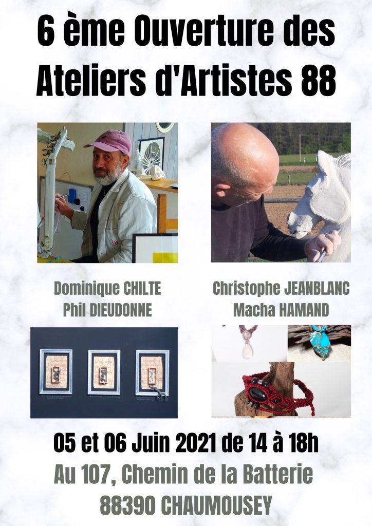 Affiche ateliers d'artistes 88 les 5 et 6 juin 2021