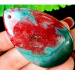 Agate druzy géode verte et rouge -