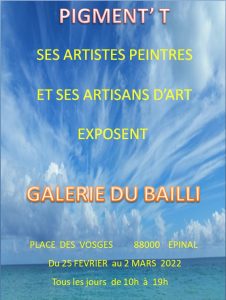 Affiche de l'exposition à la galerie du Bailli du 25 février au mars 2022