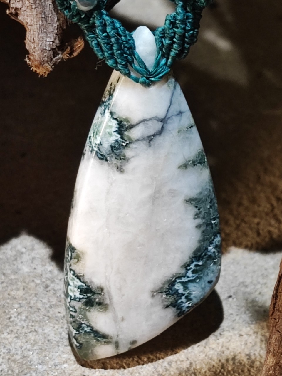 splendide agate mousse blanche et verte